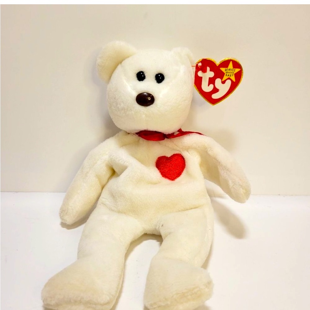 ❤️ Ty Beanie Baby Valentino the white bear